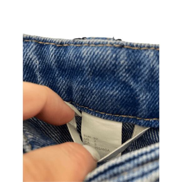 H&M Denim Above Knee Denimcore Y2K Modest Raw Hem Medium Wash Skirt - Picture 5 of 7